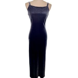 EUC 90s Vintage Rampage Blue Velvet Maxi Slip Dress S